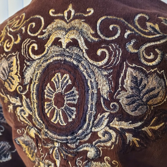 NWOT Brown Corduroy Jacket with Intricate Embroidery - Picture 4 of 5